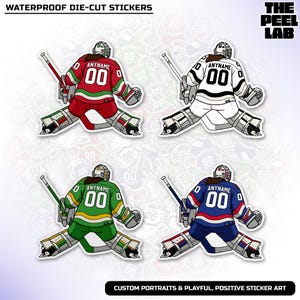 Custom Ice Hockey Sports Sticker, Personalized Female Hockey Goalie Player Name Number Vinyl Water Bottle Stickers Hockey Team Gifts for Him