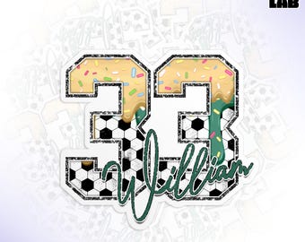 Custom Soccer Number Sticker with Name, Personalized Soccer Ball Soccer Player Vinyl Sticker With Name & Number Decal Gifts