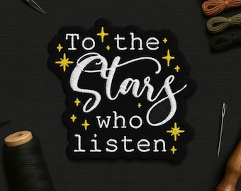 May include: Black embroidered patch with the text "To the Stars who Listen" in white script. The patch has a black background with yellow star accents. The Peel Lab logo is at the top.