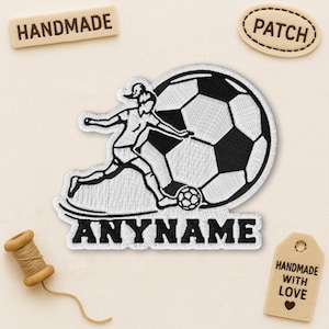 Custom Soccer Patch, Personalized Soccer Sport Boys Girls Name Number Embroidered Patches Applique for Clothes Hat Backpack Jean