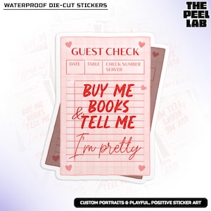 Buy Me Books and Tell Me I’m Pretty Sticker, Cute Book Lover Reader Girl Aesthetic Die Cut Waterproof Vinyl Stickers for Water Bottle Laptop