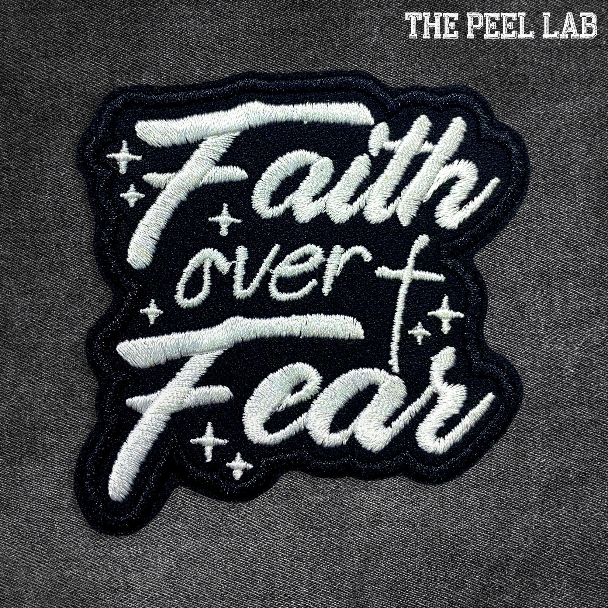 Faith Over Fear Patch, Motivational Religious Christian Bible Verse Lord Embroidered Patches Applique for Clothes Hats Backpacks Jeans