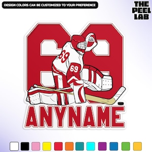 Personalized Hockey Goalie Sticker, Custom Name Number Player Hockey Vinyl Water Bottle Stickers Hockey Team Gifts for Him