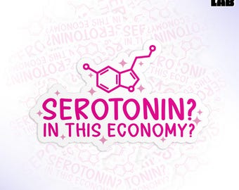 Serotonin in This Economy Sticker, Funny Sarcastic Mental Health Anxiety Waterproof Vinyl Water Bottle, Laptop Sticker