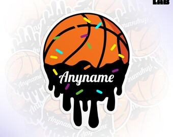 Custom Basketball Drip Sticker, Personalized Basketball Sport Team Name Number Vinyl Water Bottle Baseball Team Gifts Coach