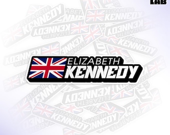 Custom State Flag Name Sticker, Personalized Flag Name Label Decal Die Cut Decal Vinyl Water Bottle, Laptop, Tumbler Gifts for Her, Him