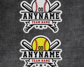 Custom Name Patch, Personalized Sports Softball Baseball Team Name Softball Mom Embroidered Patches Applique for Clothes Hat Backpack Jean