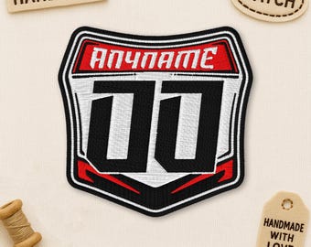 Custom Racing Sports Patch, Personalized Motocross Electric Bike Dirt Bike Plate Number Name Embroidered Patches Applique for Backpacks, Hat