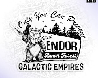 Ewok Endor National Park Sticker, Protect Our Forest, Vintage Movie Waterproof Vinyl Water Bottle Sticker