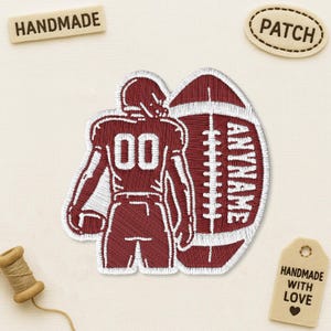 Écusson personnalisé pour joueur de football, écusson brodé avec nom et numéro, cadeau pour joueur de football, écusson thermocollant pour amateur de football