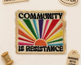 Community Is Resistance Patch LGBTQIA Rights Embroidered Patches Transgender Embroidered Patches Applique for Clothes Hats Backpacks Jeans