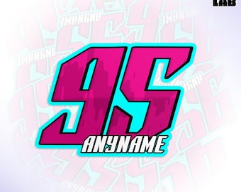 Custom Bold Sports Number Name Sticker, Personalized Racing Team Name Stickers Motorcycle Car Vinyl Water Bottle Gifts Son Dad Him