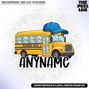 Custom School Bus Name Sticker, Personalized Name Decal, Cute Bus Sticker, Back to School Gift Waterproof Vinyl Water Bottle Laptop Sticker