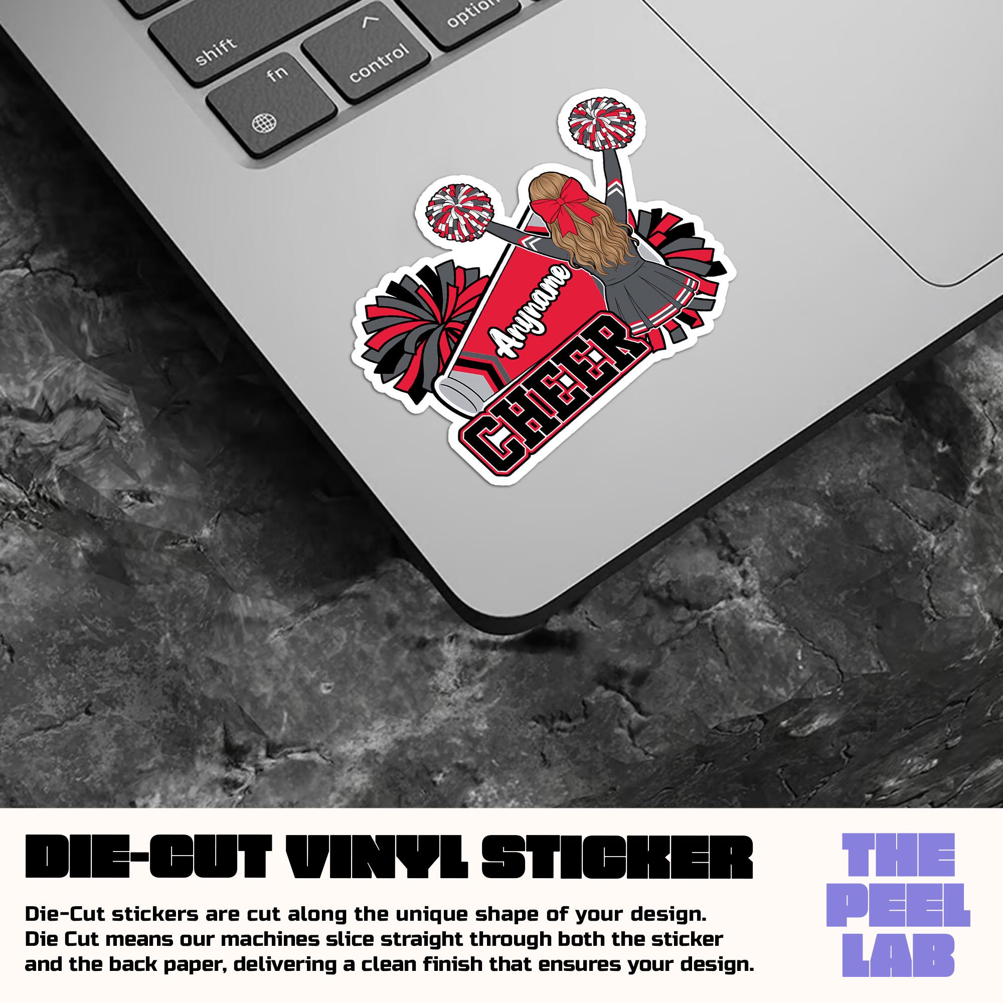 Custom Cheerleader Name Sports Sticker, Personalized Cheer Mom Cheering ...
