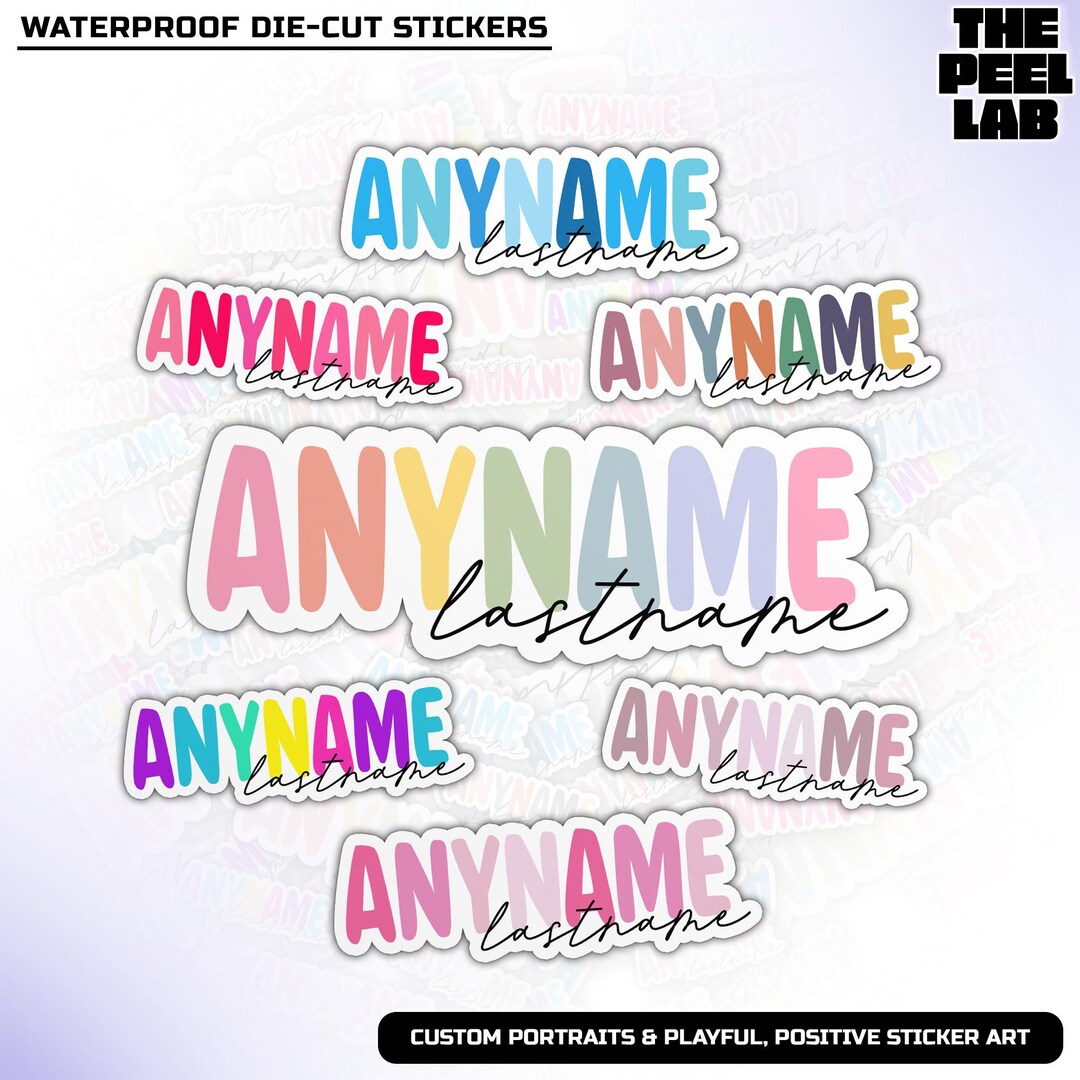 First Name Stickers Custom Name Sticker Rainbow Colorful Personalized First and Last Name ...