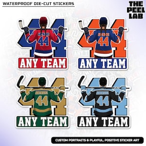 Custom Ice Hockey Sports Sticker, Personalized Hockey Goalie Player Name Number Cool Vinyl Water Bottle Stickers Hockey Team Gifts for Him