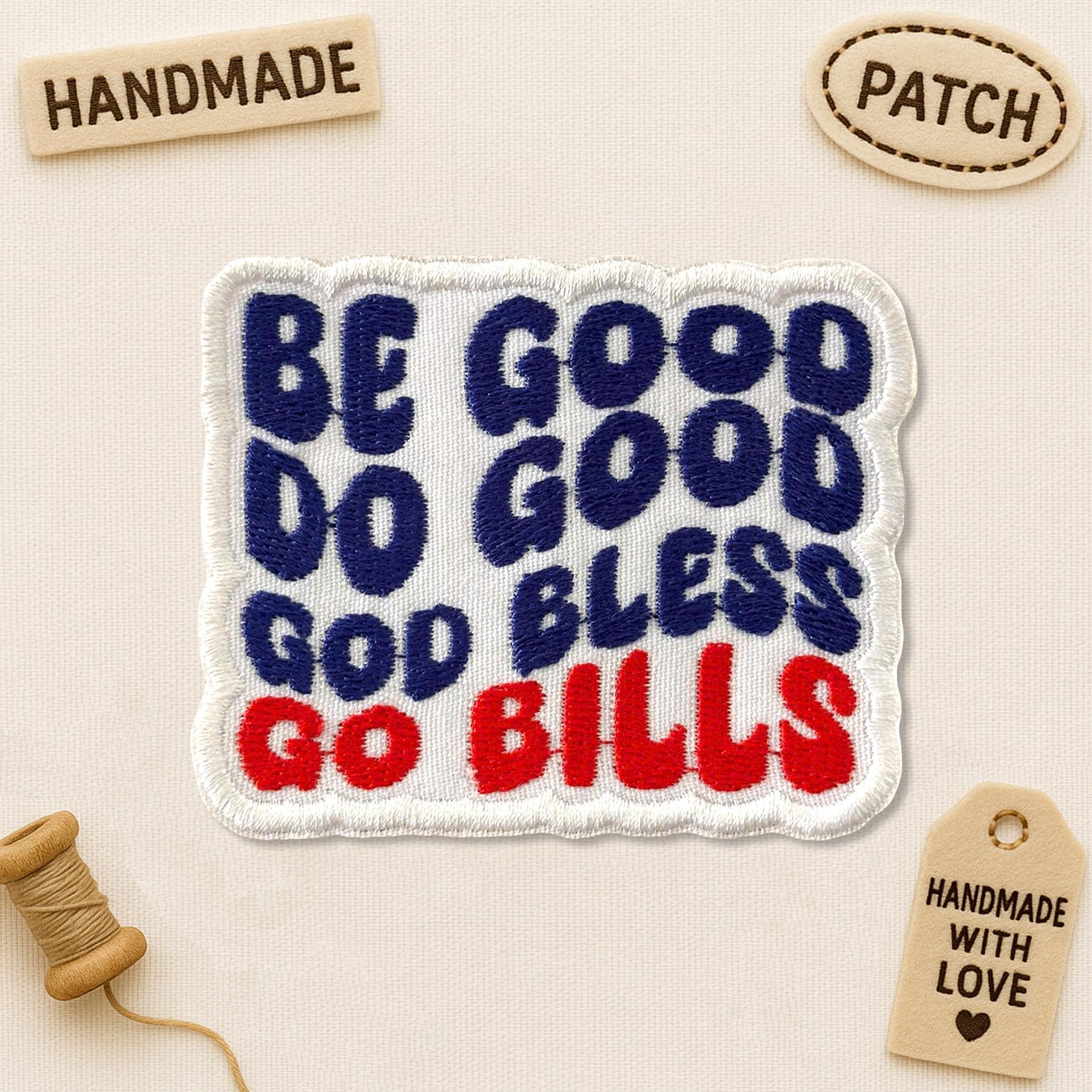 Lot De 10 Patches Brodés Buffalo Bills - Logo NFL - 8,1 X 4,5 Cm - À Coudre Ou Thermocoller