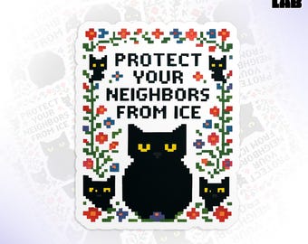Protect Your Neighbors From Ice Sticker, Protest Immigrants Human Rights, No One Is Illegal Waterproof Vinyl Water Bottle, Laptop Sticker