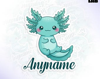 Custom Axolotl Name Sticker, Personalized Colorful Axolotl Animal Lovers Die Cut Stickers Waterproof Vinyl Water Bottle Gifts Kids