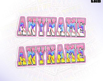 Custom Baseball Ice Cream Drip Sports Sticker Personalized Baseball Softball Player Name Number Vinyl Water Bottle Stickers Team Gifts Coach
