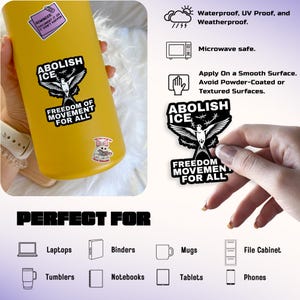 Abolish ICE Freedom of Movement Sticker, Immigrant Rights Protest Decal, Social Justice Activist Laptop Water Bottle Sticker immagine 5