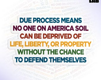 Due Process Means No One On America Soil Sticker, Immigration Advocacy, Protest Resist Waterproof Vinyl Water Bottle, Laptop Sticker