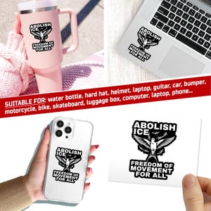 Abolish ICE Freedom of Movement Sticker, Immigrant Rights Protest Decal, Social Justice Activist Laptop Water Bottle Sticker immagine 2