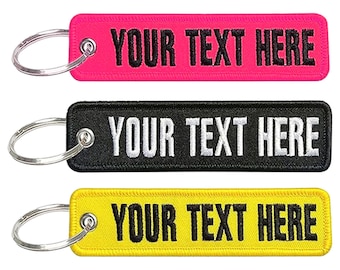 Custom Text Keychain Personalized Embroidered Tag Name Key Ring Gift for Friends Family Backpack Luggage Travel Bag Tag