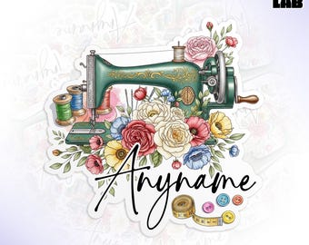 Custom Sewing Name Sticker, Personalized Sewer Tailor Fashioner Name Vinyl Water Bottle Stickers Nurse Team Gifts for Him