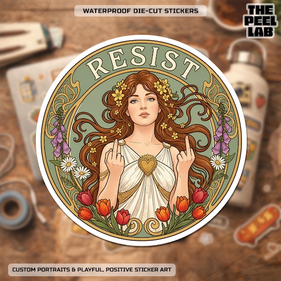 Resist Sticker, Feminist Inspired Political Protest Human Rights Social Justice Stickers Waterproof Die-Cut Vinyl for Water Bottle, Laptop