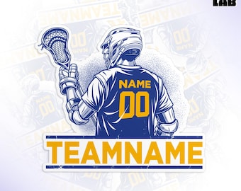 Personalized Lacrosse Sports Mom Sticker, Custom Lacrosse Player Name And Number Die Cut Vinyl Water Bottle Stickers Team Gifts Coach