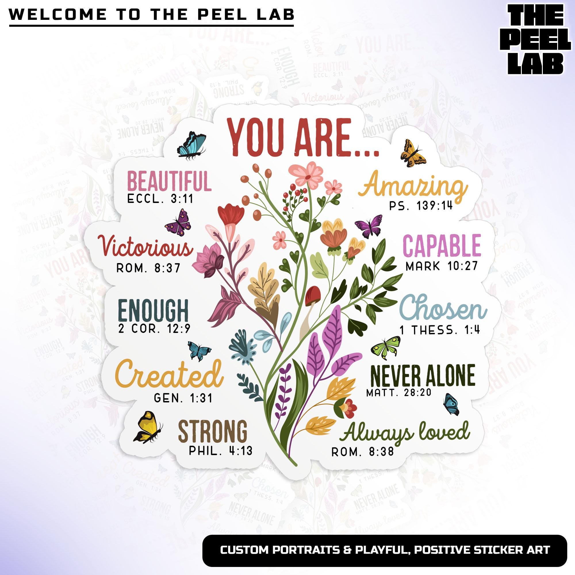 You are Flower Enough Beautiful Chosen Bible Verse Decal Religious Quotes Christian Faith Waterproof Vinyl Water Bottle Laptop Sticker Gifts