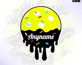 Custom Pickleball Drip Sticker, Personalized Pickleball Sport Team Name Number Vinyl Sticker Water Bottle Gifts for Her Him, Team Gifts