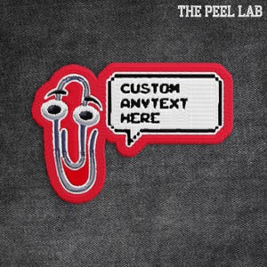 Custom Name Patch, Personalized Clippy Paperclip Assistant Text Quotes Patch Embroidered Patches Applique for Clothes Hat Backpack Jean