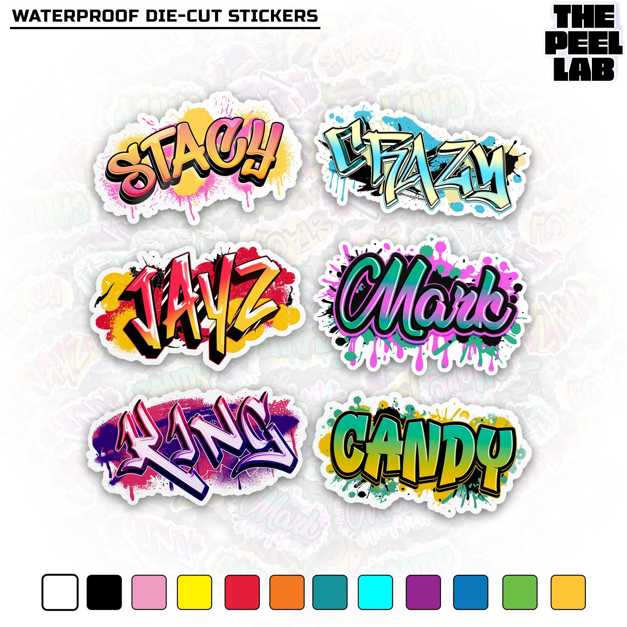 Custom Graffiti Name Sticker, Personalized Colorful Painting Drip
