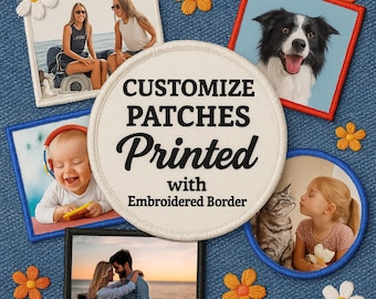 Custom Printed Photo Patch – Personalized Logo or Picture Patch with Real Stitch Border, Design Fabric Patches for Bags, Jackets Gifts