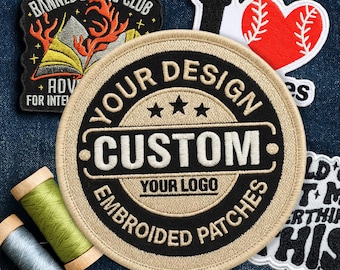 Custom Embroidered Patch – Upload Your Logo, Name or Quote | Iron On or Sew On Patch for Hat, Jacket, Backpack, Uniform, Gift