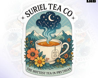 Sticker Suriel Tea Co, lecteurs de fantaisie livresques amoureux des livres romantiques Booktok Sticker vinyle découpé imperméable à l'eau