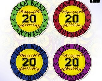 Custom Softball Bat Knob Sticker, Personalized Softball Sports Mom Name, Number Baseball Lover Vinyl Water Bottle Sticker Baseball Team Gift
