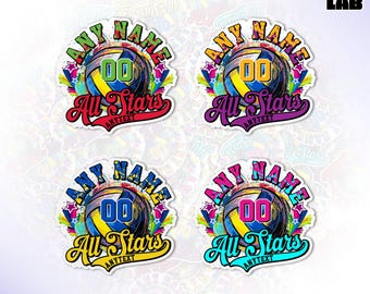 Custom Volleyball Sports Mom Sticker, Personalized Volleyball All Stars Team Name Number Vinyl Water Bottle Baseball Team Gifts Coach