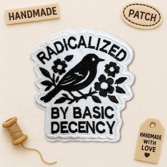 Radicalized by Basic Decency Patch, Protest Liberal Leftist Democracy Human Rights Patches Applique for Clothes Hats Backpacks Jeans