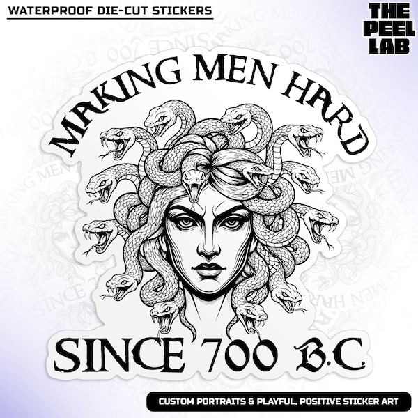 Feminine Rage Sticker, Making Men Hard Since 700 B.C, Women's Rights Feminist Waterproof Vinyl Water Bottle, Laptop Sticker