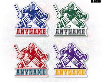 Personalized Jerseys Hockey Sports Player Sticker, Custom Goalie Player Name Number Die Cut Vinyl Sticker With Decal for Laptop Water Bottle