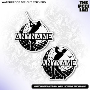 Custom Sports Golf Master Name Sticker, Personalized Golf Player Name Waterproof Die-Cut Vinyl Sticker Laptop Water Bottle Hard Hat Sticker