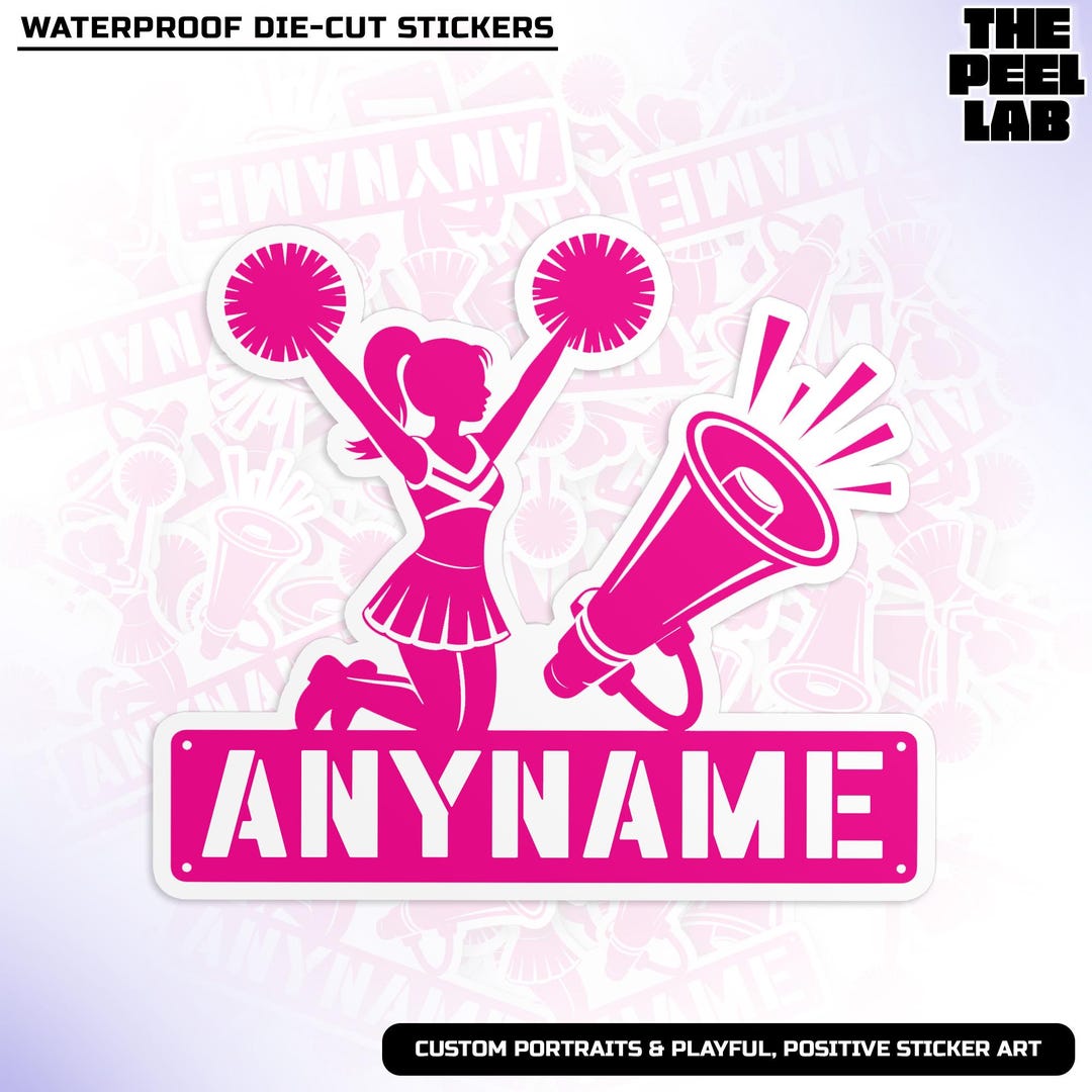 Custom Cheerleader Name Sticker, Personalized School College Sports ...