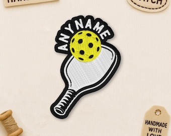 Custom Pickleball Name Patch, Personalized Pickleball Equipment Player Name Embroidered Applique for Clothes Hats Backpacks