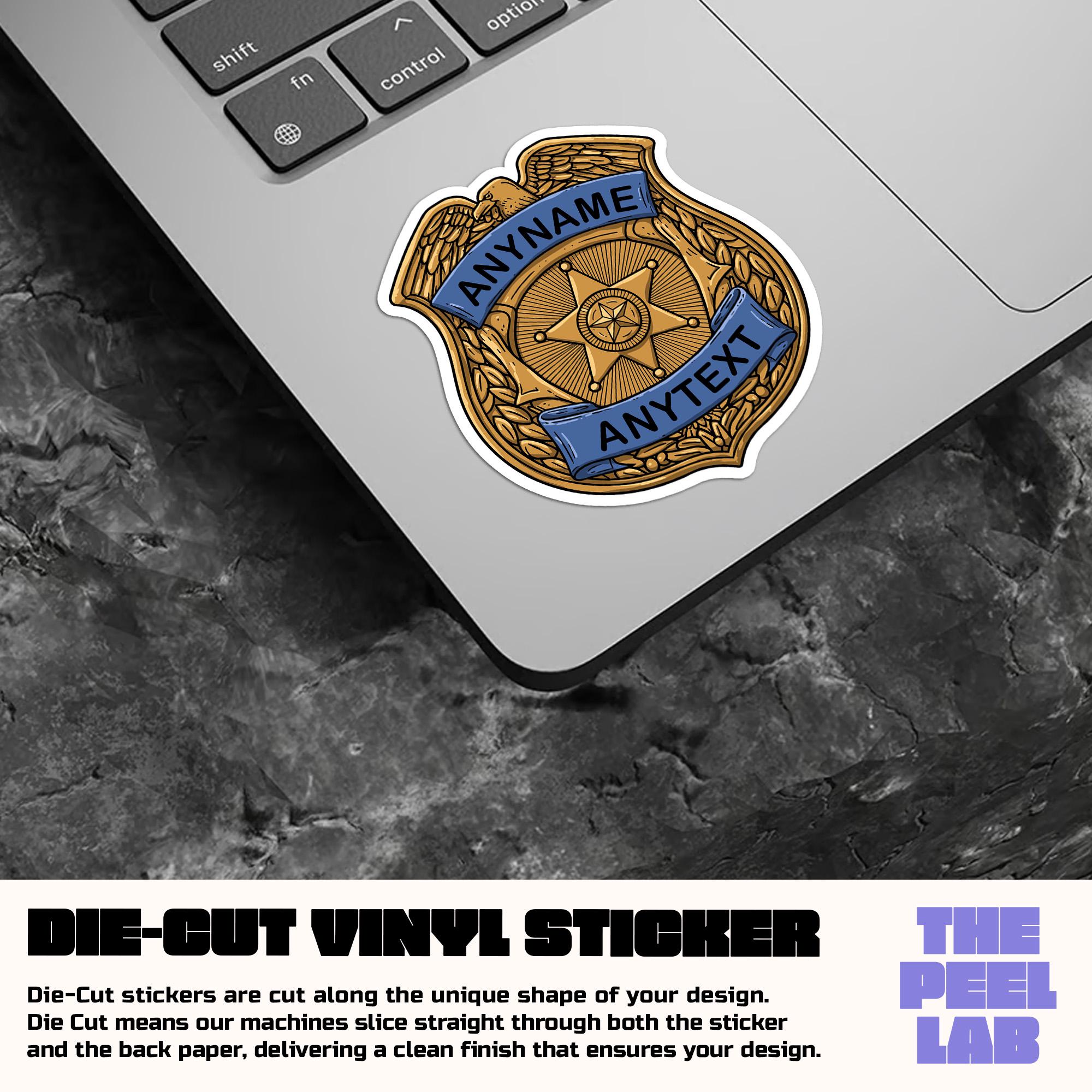 Custom Police Badge Sticker, Personalized Golden Police Name Political ...