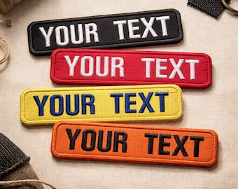 Custom Embroidered Name Patch Tag – Custom Embroidered Text Tag with Velcro Hook & Loop, Iron On, Sew On for Jackets, Backpacks, Hat Gifts