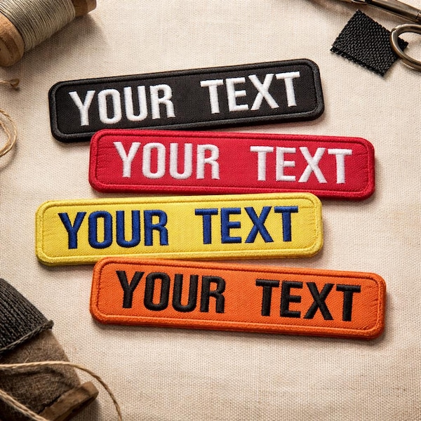 Custom Embroidered Name Patch Tag – Custom Embroidered Text Tag with Velcro Hook & Loop, Iron On, Sew On for Jackets, Backpacks, Hat Gifts