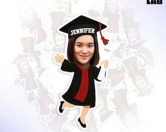 Custom Name And Face Photo Sticker, Personalized Graduation Party Stickers for Her, Girlfriend Photo Gifts
